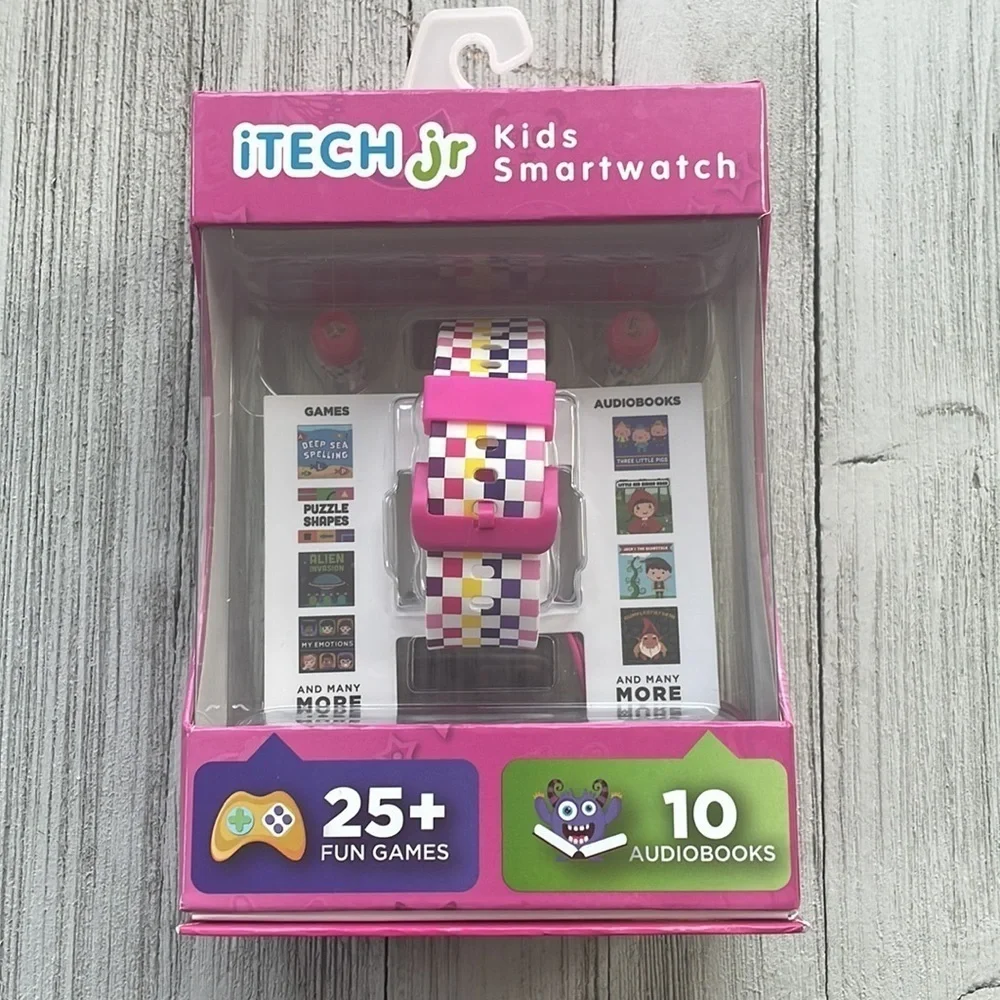 🌈 iTech Junior Girls Earbuds & Smartwatch Set - Rainbow Checker - Picture 2 of 6